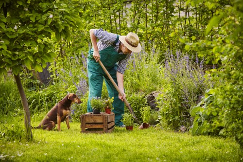 Team of gardeners preparing for site work